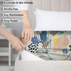 Cotton Fitted Bedsheets With 2 Matching Pillow Covers For King Bed | Size 78x72+10 Inches, Cream & Beige - Soft, Durable & Wrinkle Free | Ideal For Daily Use