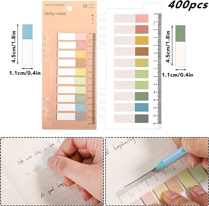 Sticky Note, Colored Writable & Repositionable Book Flags Tabs Strip Index Tabs - Square 2