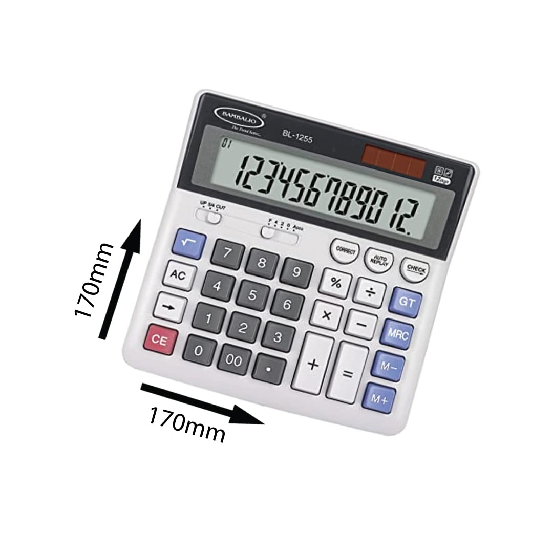 Bambalio BL-1255 Electronic Calculator 12 Digits With It Keyboard & Big Display 3 Years Warranty | Solar & Battery - Check & Correct