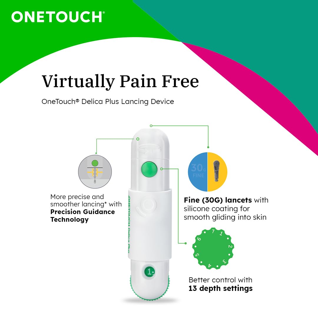 OneTouch Verio Flex Glucometer Machine | Global Iconic Brand - Free 10 Test Strips + 10 Sterile Lancets + 1 Lancing Device