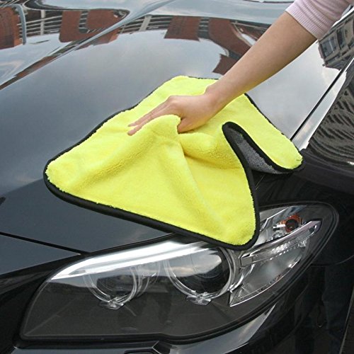 Auto Hub Heavy Microfiber Cloth For Car Cleaning & Detailing, Double Sided, Extra Thick Plush Microfiber Towel Lint-Free 800 Gsm | Pack Of 1 (Yellow)