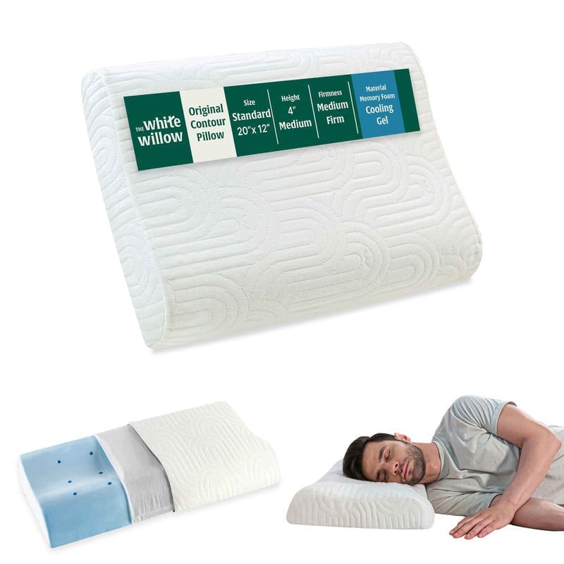 Orthopedic Cervical Pillow, Cooling Gel Memory Foam Pillow For Pain Relief - 20 L X 13 W X 4 H Inch | For Neck, Shoulder & Spondylitis Pain Relief | Contour Bed Small Pillow For Sleeping