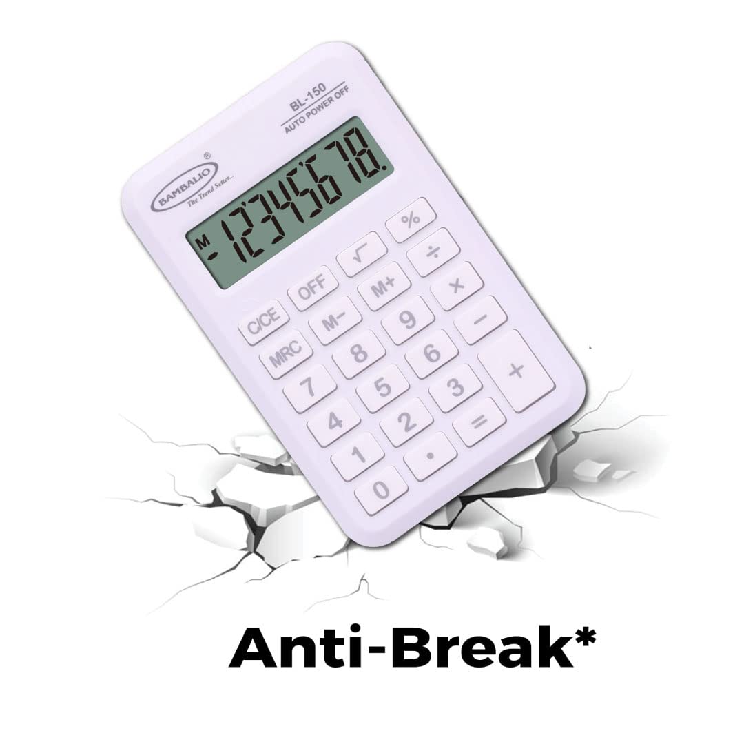 Bambalio Bl-150 Pocket 8 Digits-large LC Display Size Electronic Calculator 3 Years Warranty. (White) | LCD Screen For A Longer Life