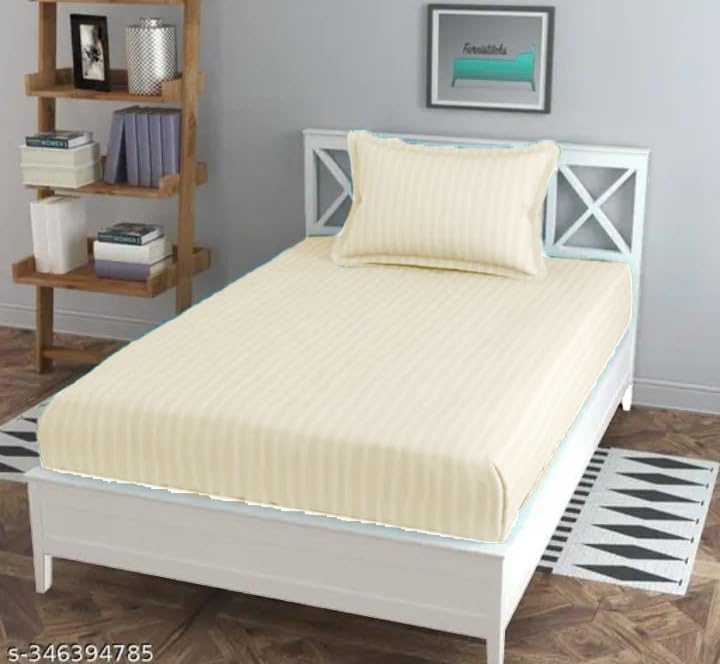 Bedsheet Single Bed With 1 Pillow Cover - 60 X 90 Inches, Cream | Ideal For Home, Hotel, Guest House | Soft, Elegant Microfiber For Ultimate Comfort