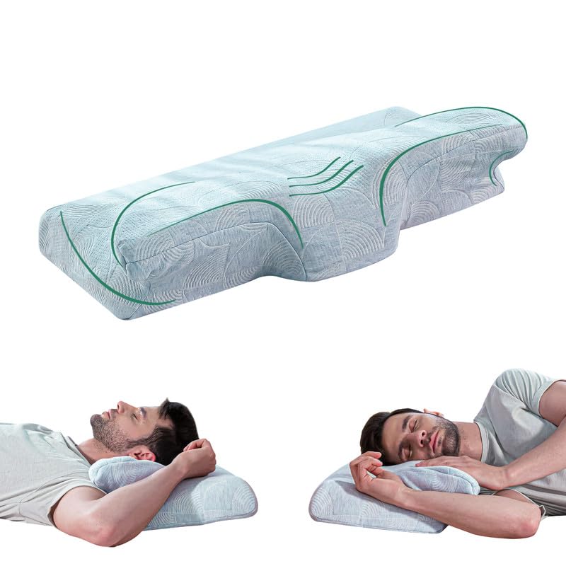 Butterfly Cervical Pillow For Neck & Shoulder Pain Relief - Orthopedic Pillow | Butterfly Pillow Memory Foam For Back & Side Sleeper | Dual Height Ergonomic Neck Support, Adjustable Pillow