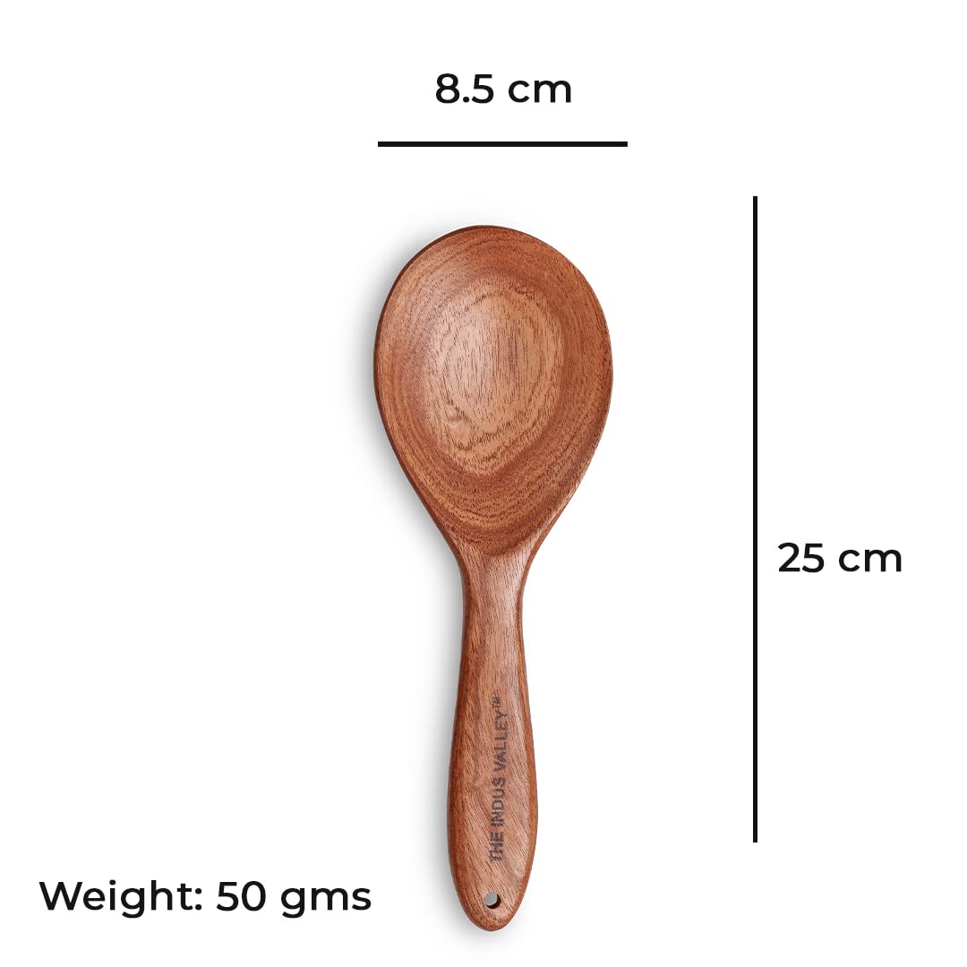 Brown Neem Wood Compact Flip, Spatula, Ladle For Cooking Dosa, Roti, Chapati | Kitchen Tools - No Harmful Polish, Naturally Non-Stick | Handmade Set Of 4