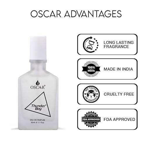 Oscar Thunder Boy White Long Lasting Perfume For Men | Fresh Aqua Fragrance | Everyday Perfume | 30ml 1 Fl.oz.