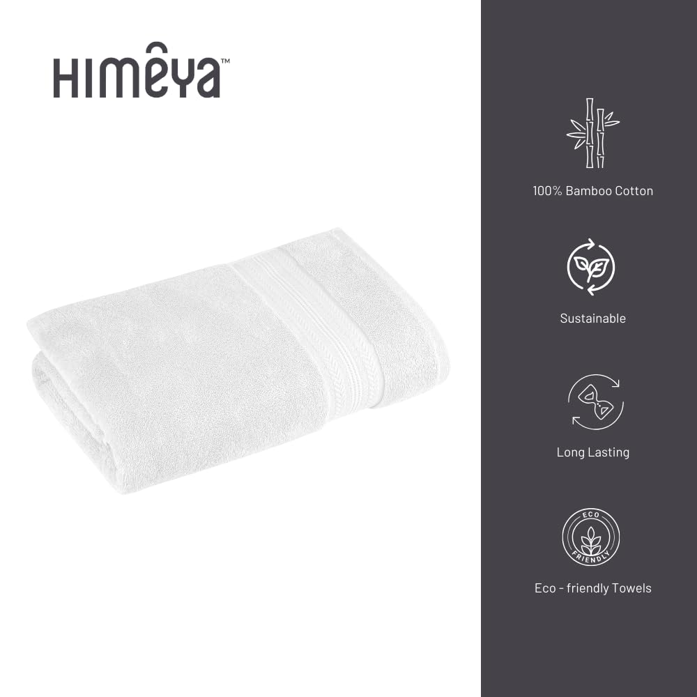 HimêYa Bamboo Bath Towel 600 Gsm | 100% Cotton Bamboo Towel For Men & Women (White)
