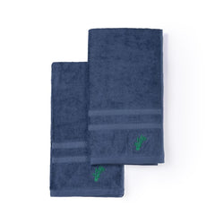 Feather & Spun Bamboo Lavender Fragrance Cotton Hand Towel 400 Gsm | Anti Microbial Fade Resistant Double Needle Stitch Hand Towel (Midnight Indigo) - Pack Of 2