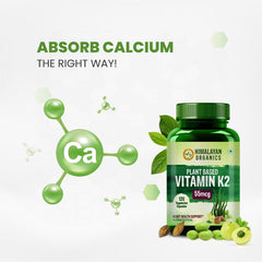 Himalayan Organics Plant - Based Vitamin K2 Supplement Supports Stronger Bone & Heart Health | 120 Veg Capsules , 200gm 0.4lbs