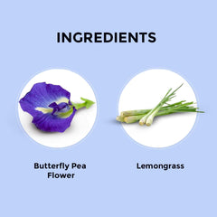 Blue Tea Butterfly Pea Lemongrass Herbal Tea - 25gm Reusable Pet Jar, 0.8 Ounce, 25 Cups | Flower Based Caffeine Free, Non GMO - Good For Hair & Skin