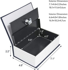 Alloy Steel Book Safe With Combination Lock, Dictionary Book Safe, Portable Safe Box, Great For Storing Cash, Jewellery, Kids, Money & Diamond Ring Small- 18*11.5*5.5 Cm, Colour - Black