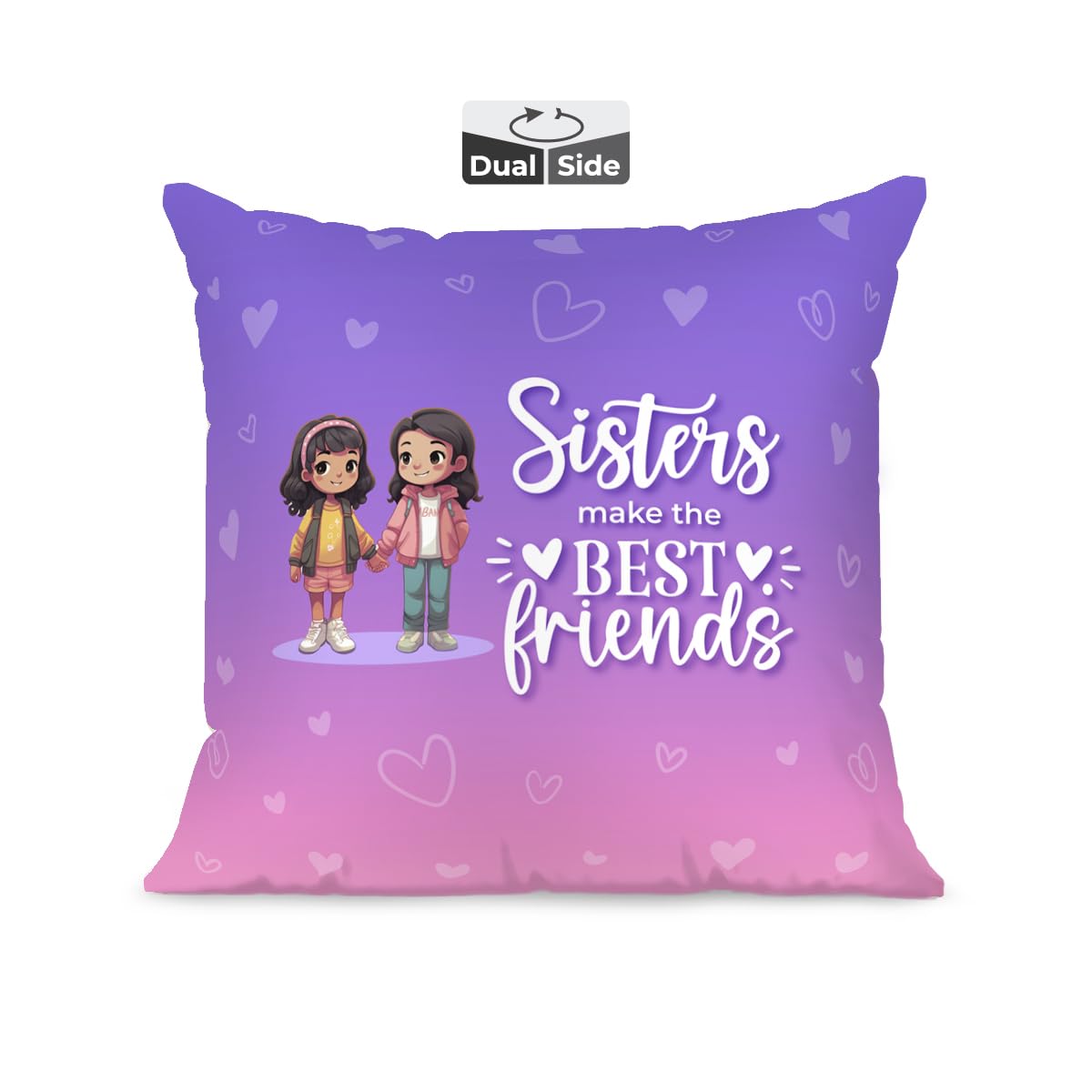 Pillow Cushion For Best Sister, Premium Pillow, Purple - 16 Inch | Unique Thoughtful Cute Birthday Diwali Pillow Gift For Best Sister | Premium Filler Cushion, Dual-Sided Design - Design 21