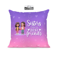 Pillow Cushion For Best Sister, Premium Pillow, Purple - 16 Inch | Unique Thoughtful Cute Birthday Diwali Pillow Gift For Best Sister | Premium Filler Cushion, Dual-Sided Design - Design 21