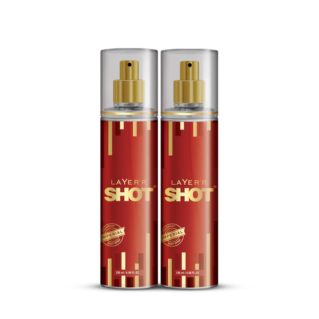 Layer'r Shot Imperial Fragrant Body Spray For Men | Long Lasting Fragrance 135ml 4.56 Fl.oz. Each Pack Of 2