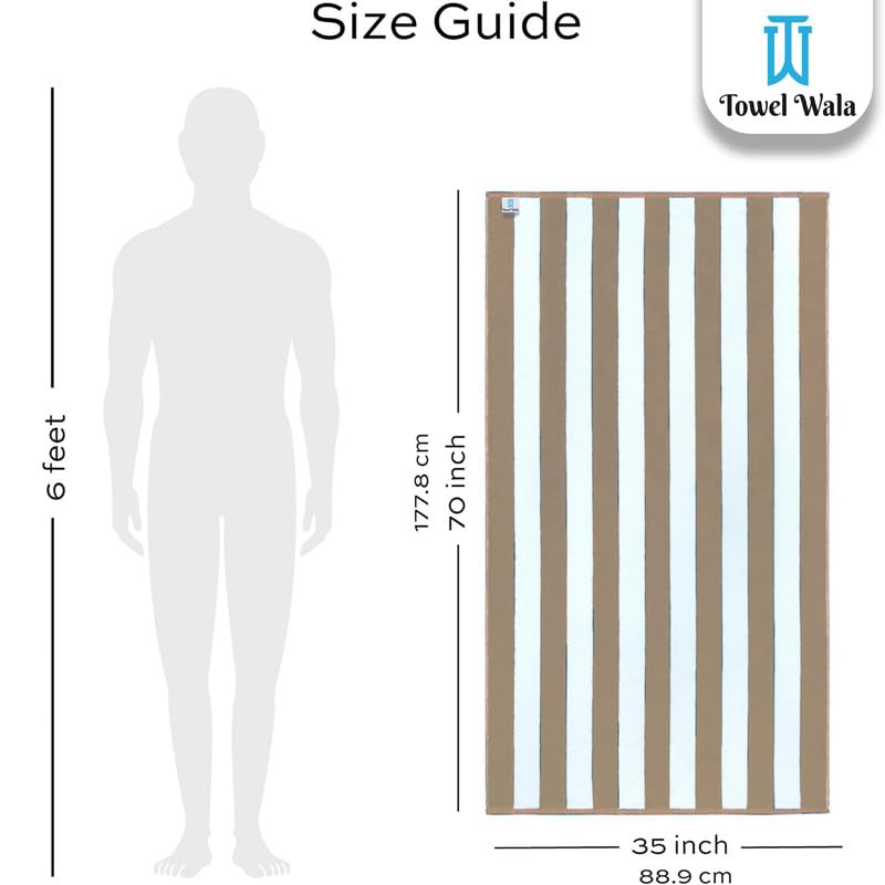 Towel Wala Striped Soft Turkish Cotton Large Bath Towel 450 Gsm | For Men & Women, Hotel Pool Towel