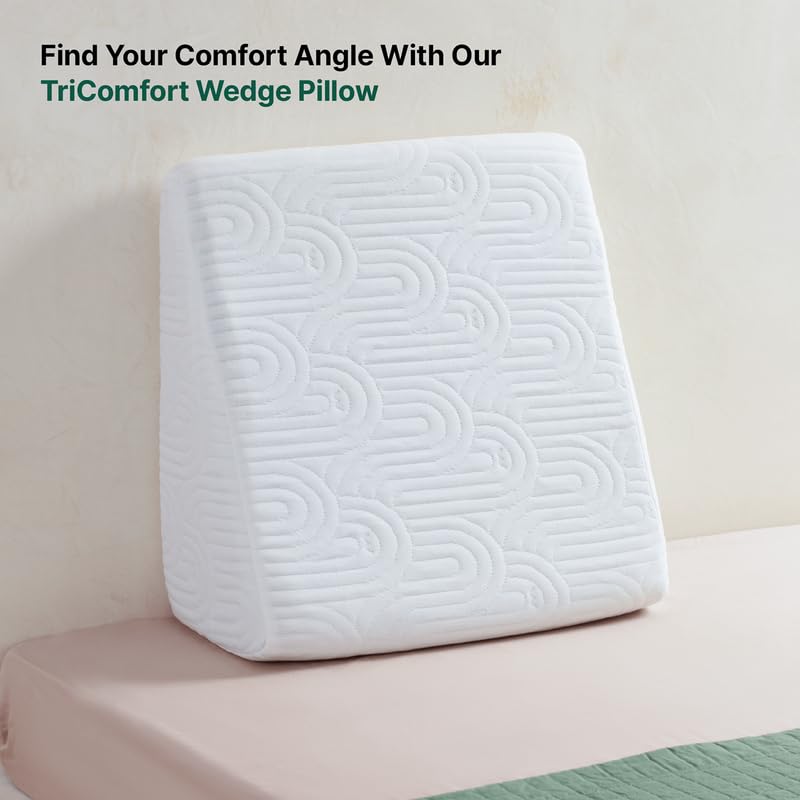 Bed Wedge Pillow Cushion, For Back Support & Sleeping, White - XL King Size - 24 L X 24 W X 7 H Inch | Acid Reflux, Gerd, Post Surgery, Leg Elevation | Cooling Gel Infused Memory Foam Pillow