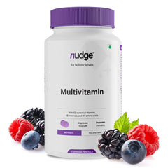 Nudge Multivitamin Vitamins, Minerals, & Amino Acids Enriched Tablets|enhances Strength & Promotes Immunity For Men & Women | Berry Flavour 60 Tablets , 100gm 0.2lbs