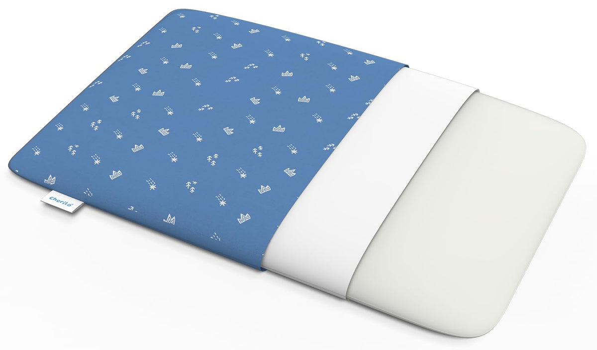 Memory Foam Pillow For Kids & Toddler, Size - 20.5 X 11.5 X 2.5 Inches | Baby Neck Support Pillow For Sleeping | Royal Star Pattern Baby Pillow, Blue, Kids Pillow Suitable For 1 Year & Above
