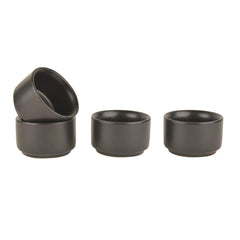 Ceramic Dip Bowls Set Of 4 - 50ml Each, Black | Chutney Bowls - Ketchup Bowls