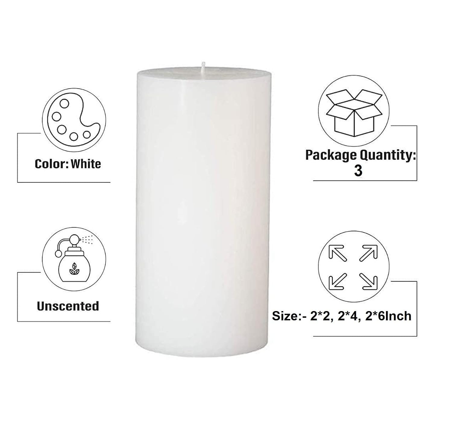 WHITE PILLAR CANDLES SET OF 3 PARAFFIN WAX | PERFECT FOR ROMANCE PURPOSE CANDLES