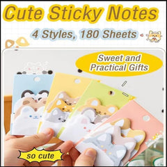 Cute Cartoon Sticky Notes - Animal Shape Page | Writing Sticky Memo Pads – Any 1 Style, 15 + Sheet