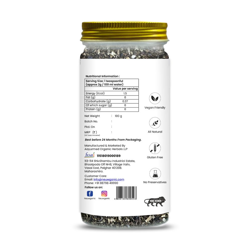 Neuwganic Tulsi Ginger Green Tea - 100gm, 3.5 Ounce, 50 Cups | Refreshing Blend Of Rama Tulsi, Ginger & Green Tea - Improves Digestion, Aids Weight Loss | Gluten Free, No Preservatives