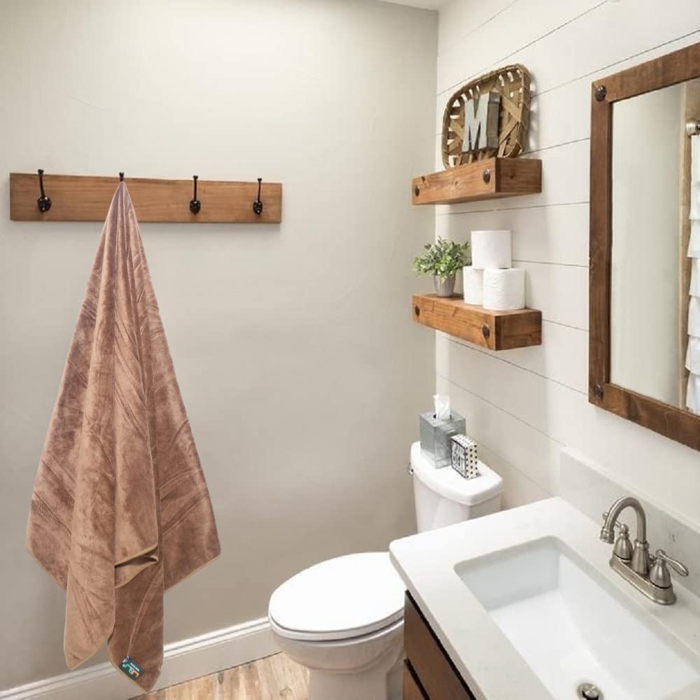 U & U Unique Utilities Microfiber Bath Towels Large Size 400 Gsm | Bath Towel For Men & Women | Soft, Ultra Absorbent & Quick-Dry Towels For Bathing (Brown)