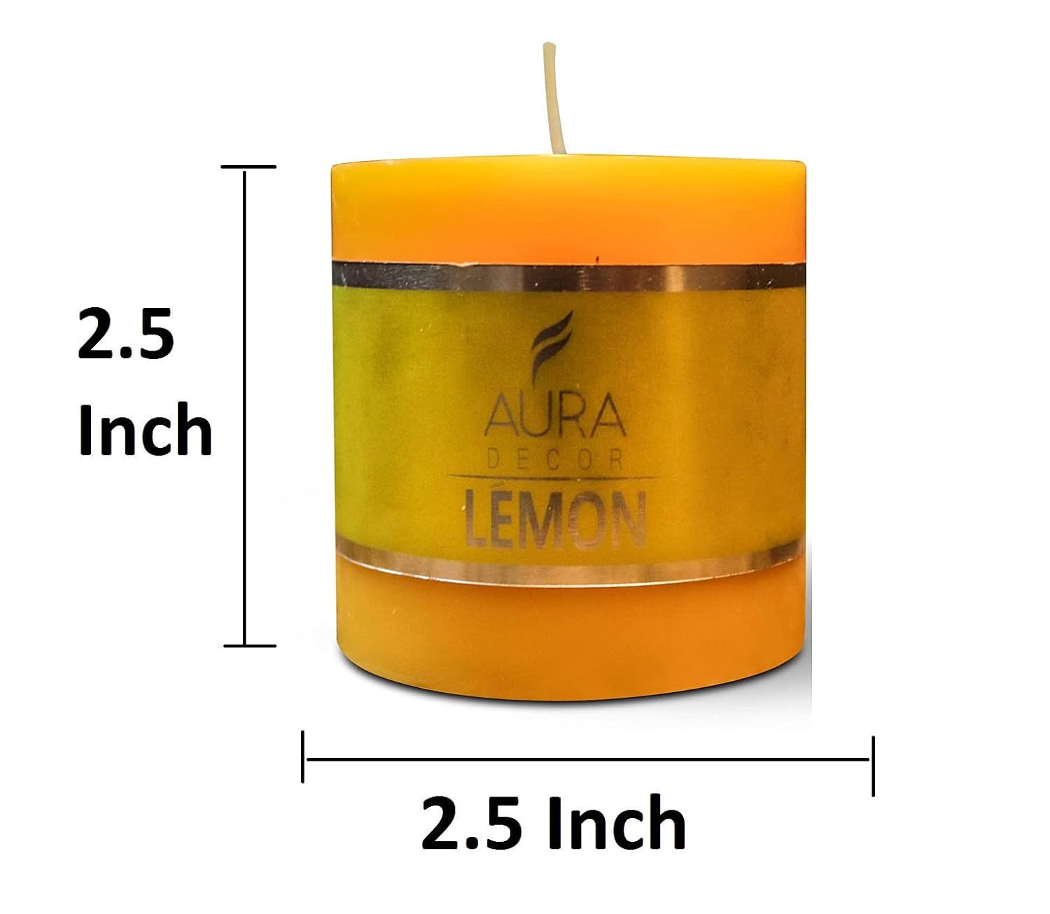 LEMON FRAGRANCE PILLAR CANDLE 2.5INCH PACK OF 2 | HOME DÉCOR CANDLE