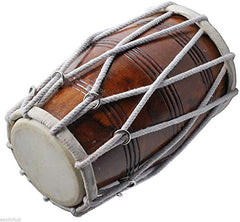 Handmade Mango Wood Dholak - Brown | Professional Grade Dholak, Made With Thoroughly Dried Mango Wood - Perfectly Symmetric Round Dholak