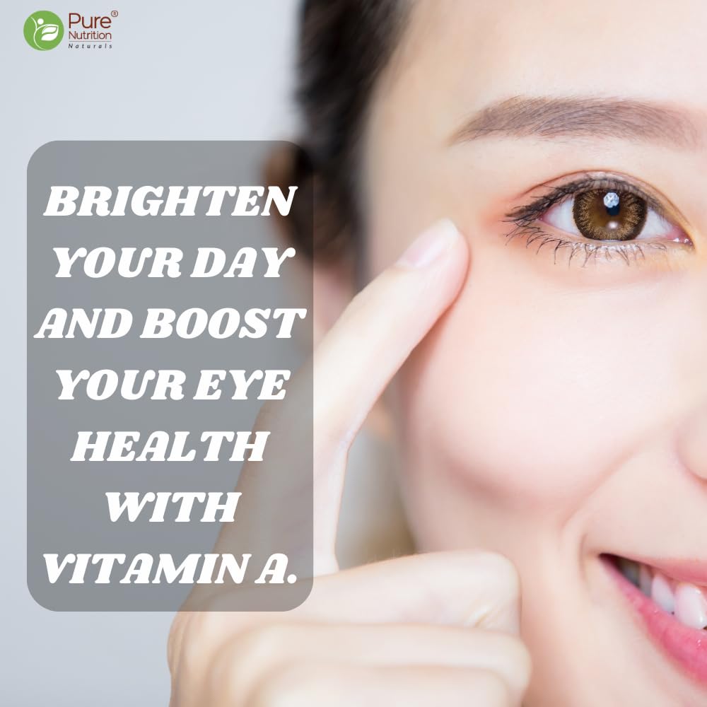 Pure Nutrition Plant - Based Vitamin A Supplement For Men & Women, Supports Healthy Eyesight, Protects Eyes From Night Blindness & Age Related Decline, 100% Natural | 60 Capsules , 100gm 0.2lbs