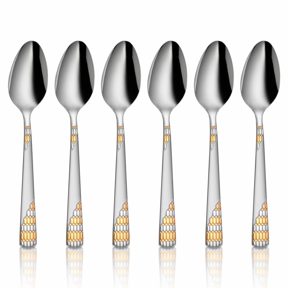 Stainless Steel Lavish Desert Spoon Set Of 6 Pieces, Silver | Easy To Clean & Dishwasher Safe