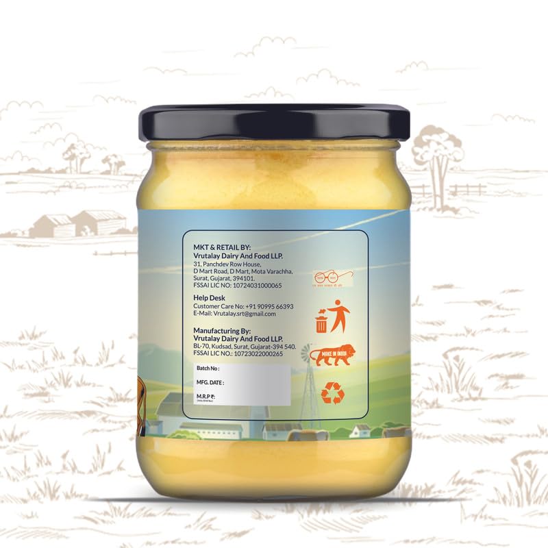 100% Natural A2 Gir Cow Ghee By Netar | Rich In Vitamins A & E Healthy Desi Ghee For Glowing Skin | 1 Litre (500ml * 2) 33.8 Ounce | Jar Pack