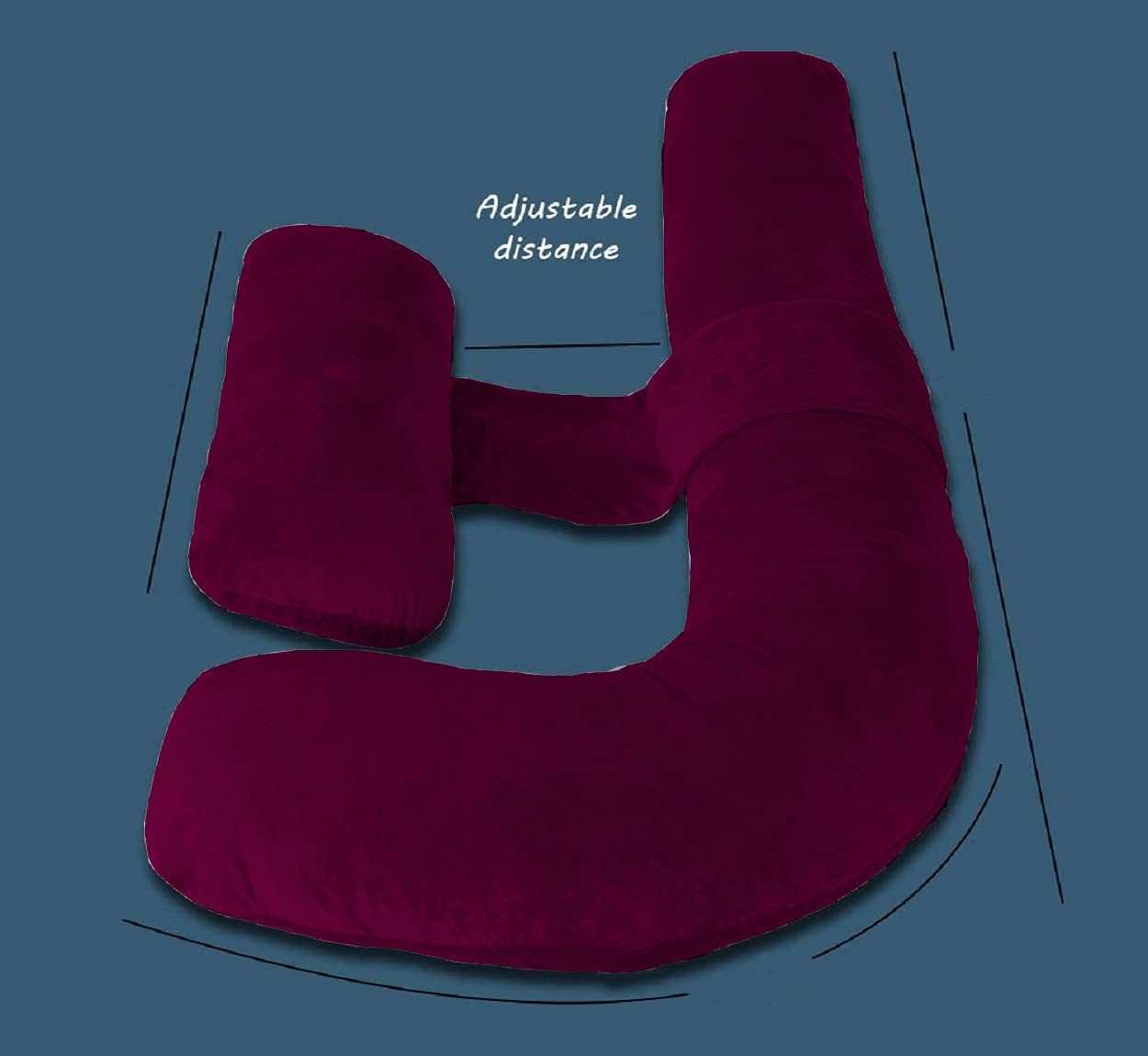 Pregnancy Pillow, Maternity Body Pillow For Sleeping, H Shaped Pillow, Wine - 55 Inch | Full Body Pillow, Pregnancy Pillow For Pregnant Women, Support Belly & Back, Removable Velvet Cover