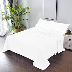 100% Cotton Double Bedsheets Size - 81 X 96 Inches, White | 750 Thread Count Sateen Finish Luxuries - Ideal For Guest Room, Hotel Quality | 1 Piece Bed Sheet