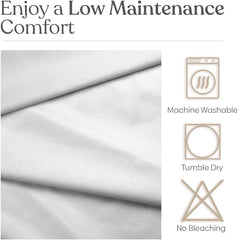 Double Bedsheet Elastic Fitted With Two Matching Pillow Cover - 72 X 48 Inches, Light Grey | Naturally Soft, Breathable, & Skin Friendly