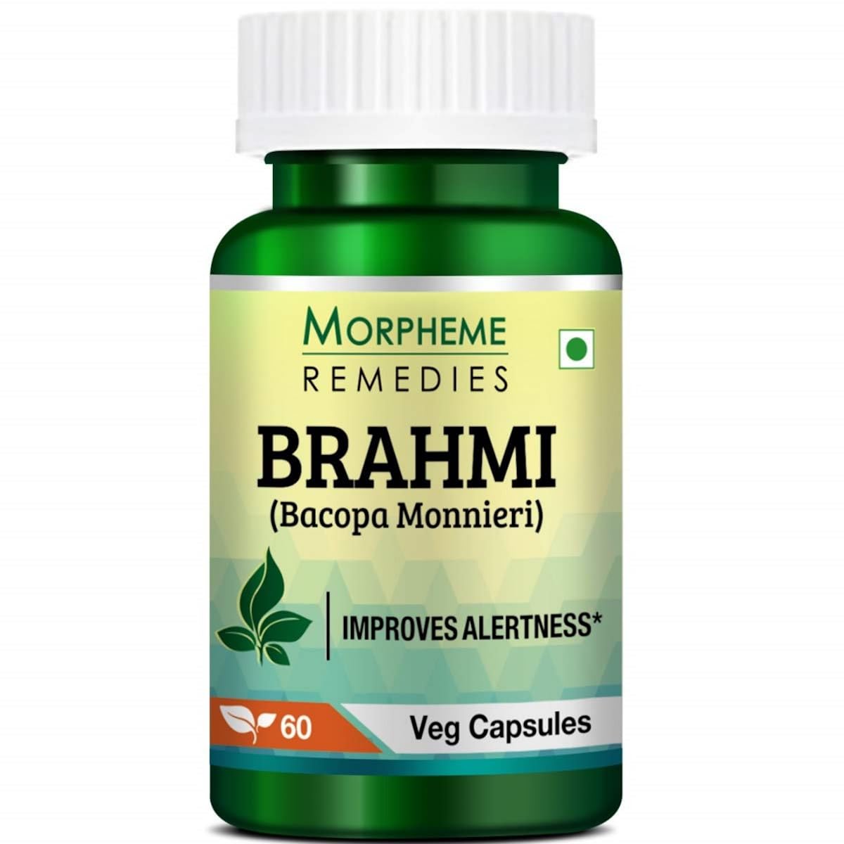 Morpheme Remedies Bacopa Brahmi Extract 500mg, Improves Alertness, Known As A Good Ingredient For Brain | 60 Capsules 100gm 0.2lbs