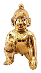 Ashtadhatu Laddu Gopal Brass Idol, Thakur Ji, Bal Gopal Statue, Golden, Brass, Size - No.1, Golden Hand Painted Idol, Janmashtami Special For Home Temple, Occasion & Festival