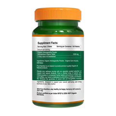 Pure Nutrition Organic Ashwagandha Supplement Supports Stress Management, Sleep, Fertility, Immunity, Vitality & Strength | 120 Veg Tablets 200gm 0.4lbs