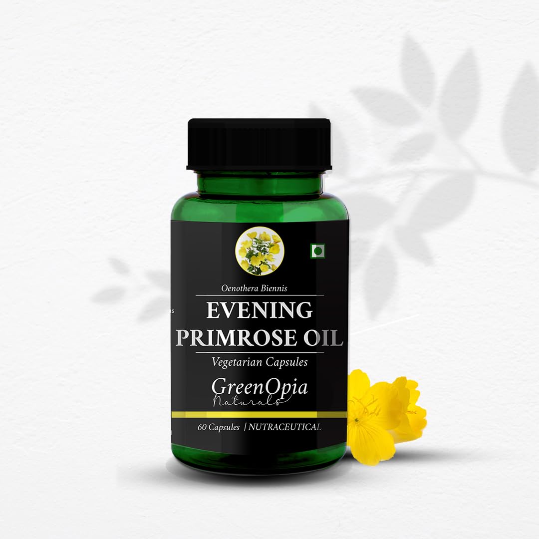 The Minies Naturals Evening Primrose Oil Vegetarian Capsules Skin & Health Relief From Menopause And Pms Well - Being, Boosting Immunity Supplement | 60 Capsules 100gm 0.2lbs