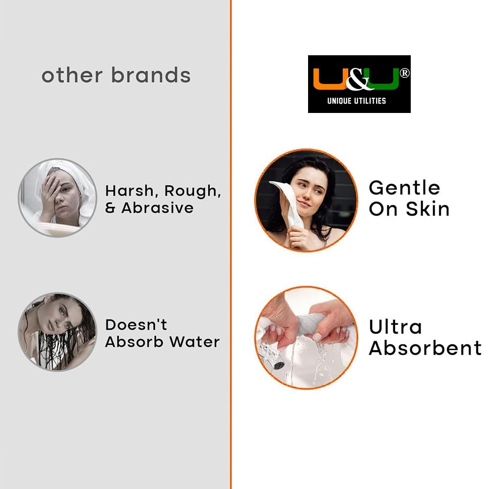 U & U Unique Utilities Microfiber Face Towels 400 Gsm | Gym Towels For Men & Women | Super Soft & Ultra Absorbent (Grey & White) -Set Of 6