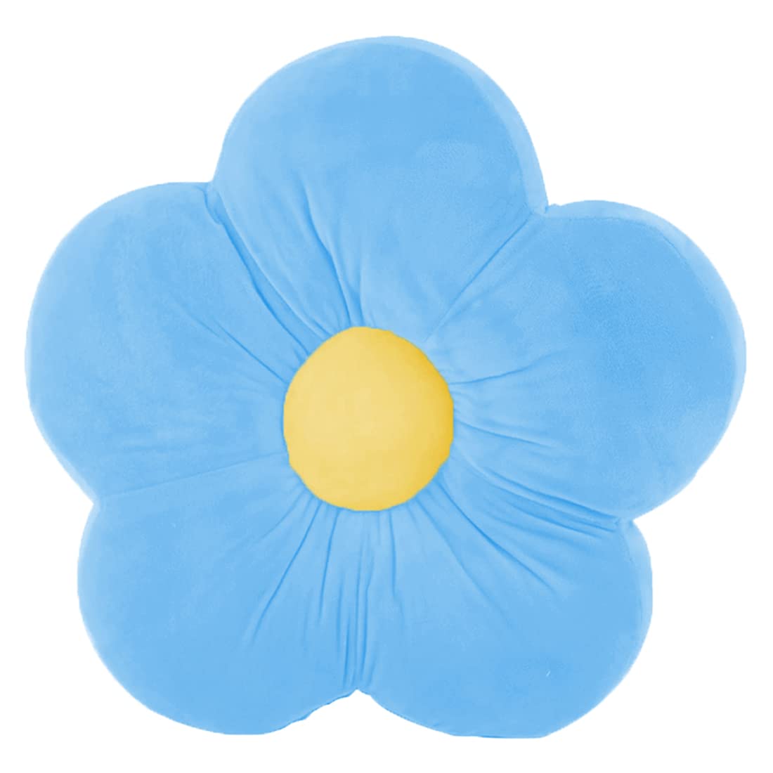 Flower Shaped Floor Cushion Pillow, For Kids Room, Living Room, Blue - 16 X 16 Inch | Luxury Kids Furnishing, Throw Pillow, Decorative Cushion, Nursery Décor, Velvet Cushion - Pack Of 1
