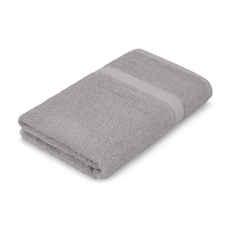Welspun Alpha Cotton Large Bath Towel Soft & Absorbent 500 Gsm (Dobby - Light Grey)
