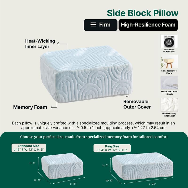 High Resilience Foam Pillow, Orthopedic Bed Pillow, Lap Pillow, Standard Size - 15 L X 12 W X 6 H Inch | Rectangle Shape, Pillow For Sleeping & Neck Pain Relief, Travel & Portable Pillow