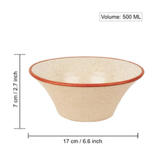 Conical Matte Ceramic Serving Bowl - White & Brown, Diameter - 17 Cm, 500ml | Snack Bowl, Vegetable Serving Bowl - Fiesta Of Hope Collection