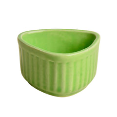 Handcrafted Ceramic Triangular Ribbed Dip Bowls Set Of 4 - Green, 50ml Each | Chutney Bowls - Ketchup Bowls