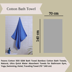 Fezora 100% Cotton Bath Towel 450 Gsm | Ultra Soft, Quick Dry, High Absorbency, Skin-Friendly Large Size Bath Towel (Dark Blue)