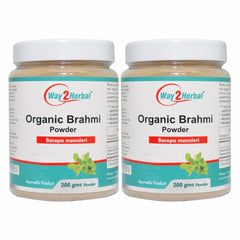 Way 2 Herbal Organic Brahmi Powder, Bacopa Monnieri, Chemical & Gluten Free, 100% Natural & Pure Organic Powder | 200gm 0.4lbs Each Pack Of 2