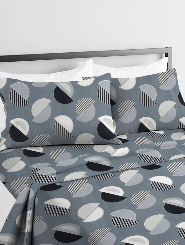 Kingston Collection 1 King Size Bedsheet With 2 Pillow Covers | 108 X 108 Inches, Grey & Black - Designed For A Comfortable & Luxurious | Soft Sheets, Breathable & Shrinkage
