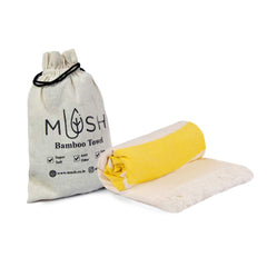 Mush 100% Bamboo Light Weight & Ultra-Compact Turkish Towel 290 Gsm | Super Soft, Absorbent, Quick Dry,Anti-Odor Bamboo Towel (Yellow) 250 Tc
